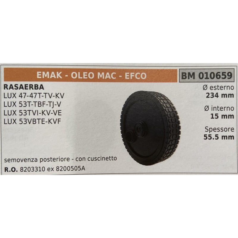 BRUMAR RUOTA RASAERBA EMAK  OLEO MAC  EFCO  RASAERBA LUX 4747TTVKV LUX 53TTBFTJV LUX 53TVIKVVE LUX 53VBTEKVF  semovenza posteri