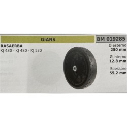 BRUMAR RUOTA RASAERBA GIANS  RASAERBA KJ 430  KJ 480  KJ 530  Ø esterno 250 mm Ø interno 128 mm spessore 552 mm  RO