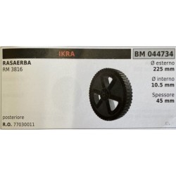 BRUMAR RUOTA RASAERBA IKRA  RASAERBA RM 3816   posteriore Ø esterno 225 mm Ø interno 105 mm spessore 45 mm  RO 77030011