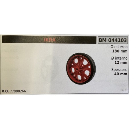 BRUMAR RUOTA RASAERBA IKRA  Ø esterno 180 mm Ø interno 12 mm spessore 40 mm  RO 77000266