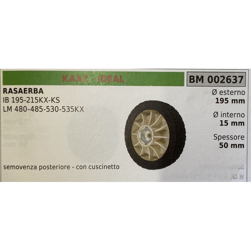 BRUMAR RUOTA RASAERBA KAAZ  IDEAL  RASAERBA IB 195215KXKS LM 480485530535KX  semovenza posteriore  con cuscinetto Ø esterno 195