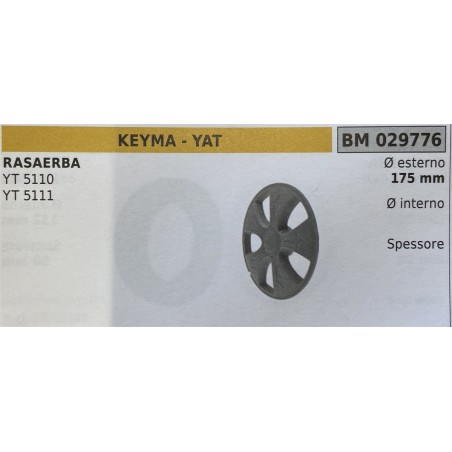 BRUMAR RUOTA RASAERBA KEYMA  YAT  RASAERBA YT 5110 YT 5111  Ø esterno 175 mm Ø interno  spessore    RO
