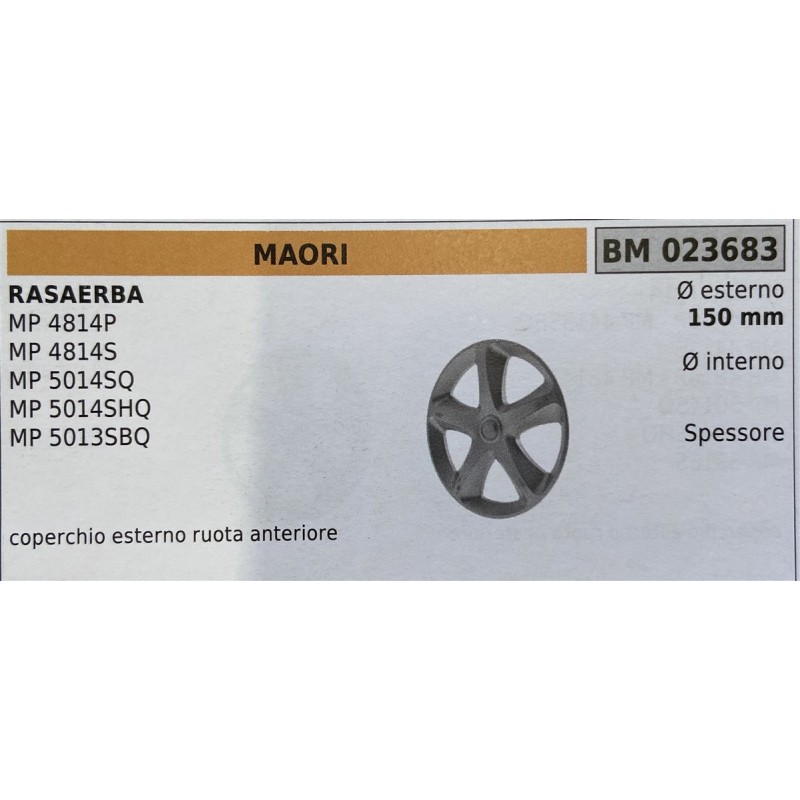 BRUMAR RUOTA RASAERBA MAORI  RASAERBA MP 4814P MP 4814S MP 5014SQ MP 5014SHQ MP 5013SBQ  coperchio esterno ruota anteriore Ø es