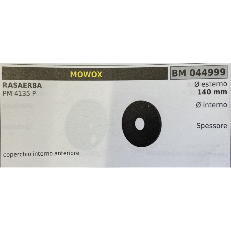 BRUMAR RUOTA RASAERBA MOWOX  RASAERBA PM 4135 P  coperchio interno anteriore Ø esterno 140 mm Ø interno  spessore   RO