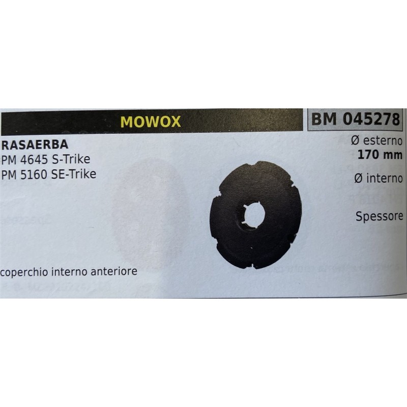 BRUMAR RUOTA RASAERBA MOWOX  RASAERBA PM 4645 STrike PM 5160 SETrike  coperchio interno anteriore Ø esterno 170 mm Ø interno  s