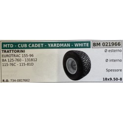BRUMAR RUOTE VARIE MTD  CUB CADET  YARDMAN  WHITE  TRATTORINI EUROTRAC 15596 BA 125760  131B12 11576C  11581D  Ø esterno  Ø int