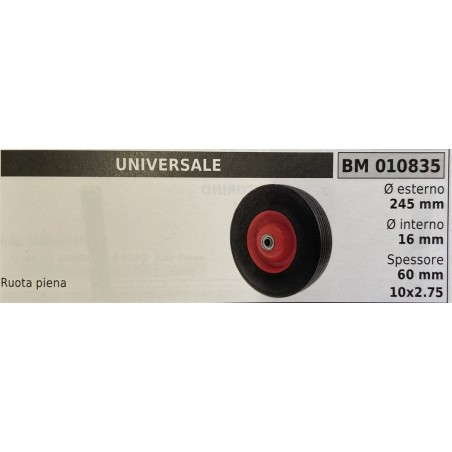 BRUMAR RUOTE VARIE UNIVERSALE  ruota piena Ø esterno 245 mm Ø interno 16 mm spessore 60 mm  RO   10x275