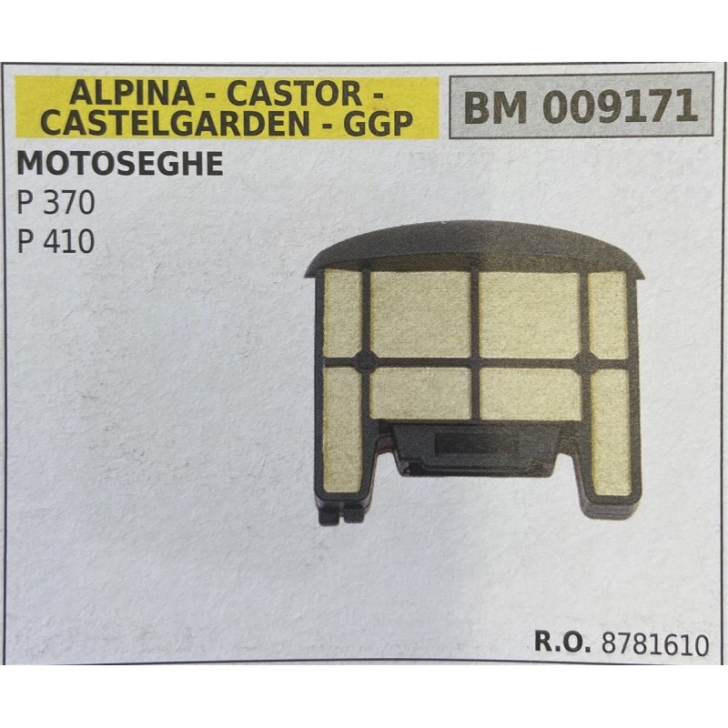 BRUMAR FILTRO ARIA ALPINA  CASTOR  CASTELGARDEN  GGP  MOTOSEGHE P 370 P 410  RO 8781610