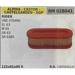 BRUMAR FILTRO ARIA ALPINA  CASTOR  CASTELGARDEN  GGP  RIDER VBE 0704R0 EL 63 M 65 SR 63 SR 6365  122x41x45 h RO 1185504210