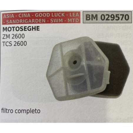 BRUMAR FILTRO ASIA  CINA  GOOD LUCK  LEA  SANDRIGARDEN  SWM  MTD  MOTOSEGHE ZM 2600 TCS 2600  filtro completo RO