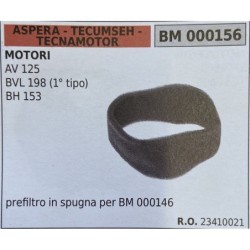 BRUMAR FILTRO ASPERA  TECUMSEH  TECNAMOTOR  MOTORI AV 125 BVL 198 (1° tipo) BH 153  prefiltro in spugna per BM 000146 RO 234100