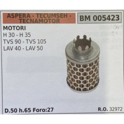 BRUMAR FILTRO ASPERA  TECUMSEH  TECNAMOTOR  MOTORI H 30  H 35 TVS 90  TVS 105 LAV 40  LAV 50  D50 h65 Foro27 RO 32972