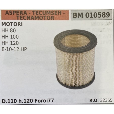 BRUMAR FILTRO ASPERA  TECUMSEH  TECNAMOTOR  MOTORI HH 80 HH 100 HH 120 81012 HP  D110 h120 Foro77 RO 32355