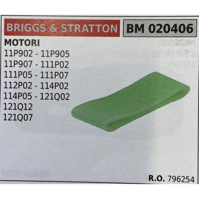 BRUMAR FILTRO BRIGGS & STRATTON  MOTORI 11P902  11P905 11P907  111P02 111P05  111P07 112P02  114P02 114P05  121Q02 121Q12 121Q0