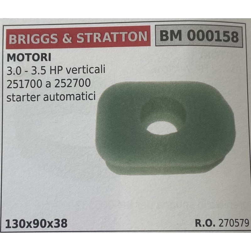 BRUMAR FILTRO BRIGGS & STRATTON  MOTORI 30  35 HP verticali 251700 a 252700 starter automatici  130x90x38 RO 270579
