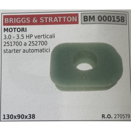 BRUMAR FILTRO BRIGGS & STRATTON  MOTORI 30  35 HP verticali 251700 a 252700 starter automatici  130x90x38 RO 270579
