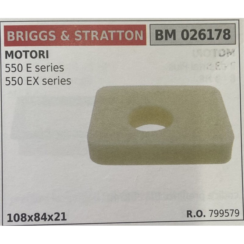 BRUMAR FILTRO BRIGGS & STRATTON  MOTORI 500 E series 550 EX  108x84x21 RO 799579