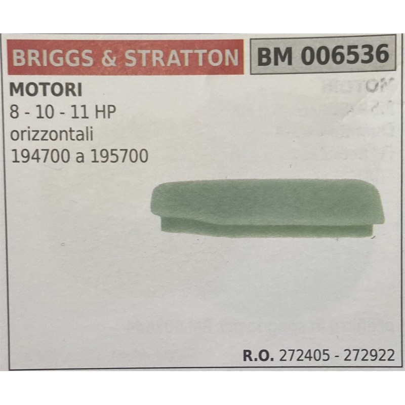 BRUMAR FILTRO BRIGGS & STRATTON  MOTORI 8  10  11 HP orizzontali 194700 a 195700  RO 272405  272922