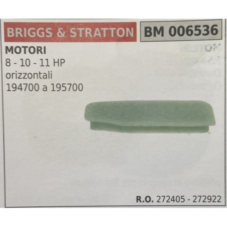 BRUMAR FILTRO BRIGGS & STRATTON  MOTORI 8  10  11 HP orizzontali 194700 a 195700  RO 272405  272922
