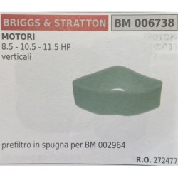 BRUMAR FILTRO BRIGGS & STRATTON  MOTORI 85  105  115 HP verticali  prefiltro in spugna per BM 002964 RO 272477