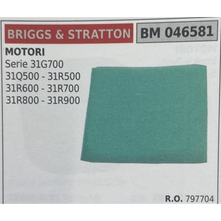BRUMAR FILTRO BRIGGS & STRATTON  MOTORI Serie 31G700 31Q500  31R500 31R600  31R700 31R800  31R900  RO 797704