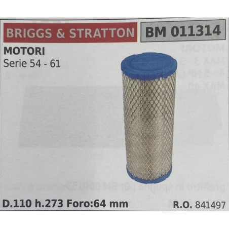 BRUMAR FILTRO BRIGGS & STRATTON  MOTORI Serie 54  61  D110 h273 Foro64 mm RO 841497
