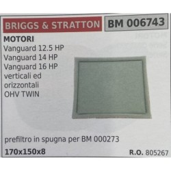 BRUMAR FILTRO BRIGGS & STRATTON  MOTORI Vanguard 125 HP Vanguard 14 HP Vanguard 16 HP verticali ed orizzontali OHV TWIN  prefil
