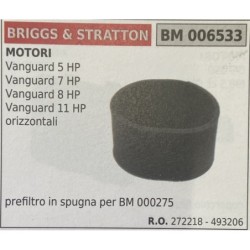 BRUMAR FILTRO BRIGGS & STRATTON  MOTORI Vanguard 5 HP Vanguard 7 HP Vanguard 8 HP Vanguard 11 HP orizzontali  prefiltro in spug