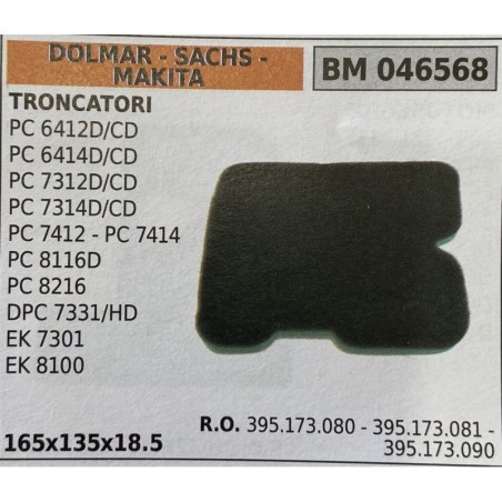 BRUMAR FILTRO DOLMAR  SACHS  MAKITA  TRONCATORI PC 6412DCD PC 6414DCD PC 7312DCD PC 7314DCD PC 7412  PC 7414 PC 8116D PC 8216 D