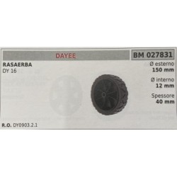 BRUMAR RUOTA RASAERBA DAYEE  RASAERBA DY 16  Ø esterno 150 mm Ø interno 12 mm spessore 40 mm  RO DY090321
