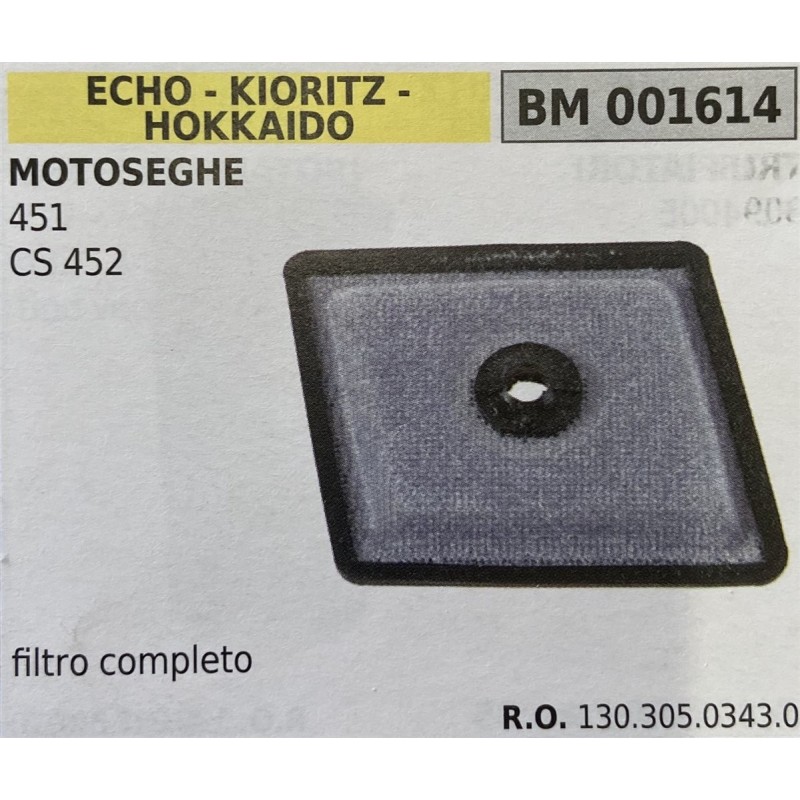 BRUMAR FILTRO ECHO  KIORITZ  HOKKAIDO  MOTOSEGHE 451 CS 452  filtro completo RO 13030503430