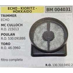 BRUMAR FILTRO ECHO  KIORITZ  HOKKAIDO  TRIMMER ECHO  MC CULLOCH RO 215013  POULAN RO 530091886  TORO RO 463960  filtro completo
