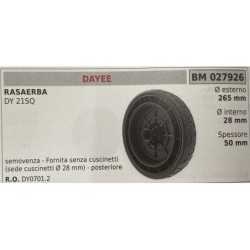 BRUMAR RUOTA RASAERBA DAYEE  RASAERBA DY 21SQ  semovenza  fornita senza cuscinetti (sede cuscinetti Ø 28 mm)  posteriore Ø este