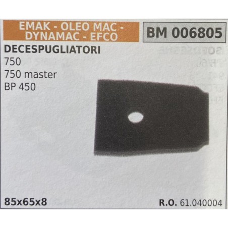 BRUMAR FILTRO EMAK  OLEO MAC  DYNAMAC  EFCO  DECESPUGLIATORI 750 750 master BP 450  85x65x8 RO 61040004
