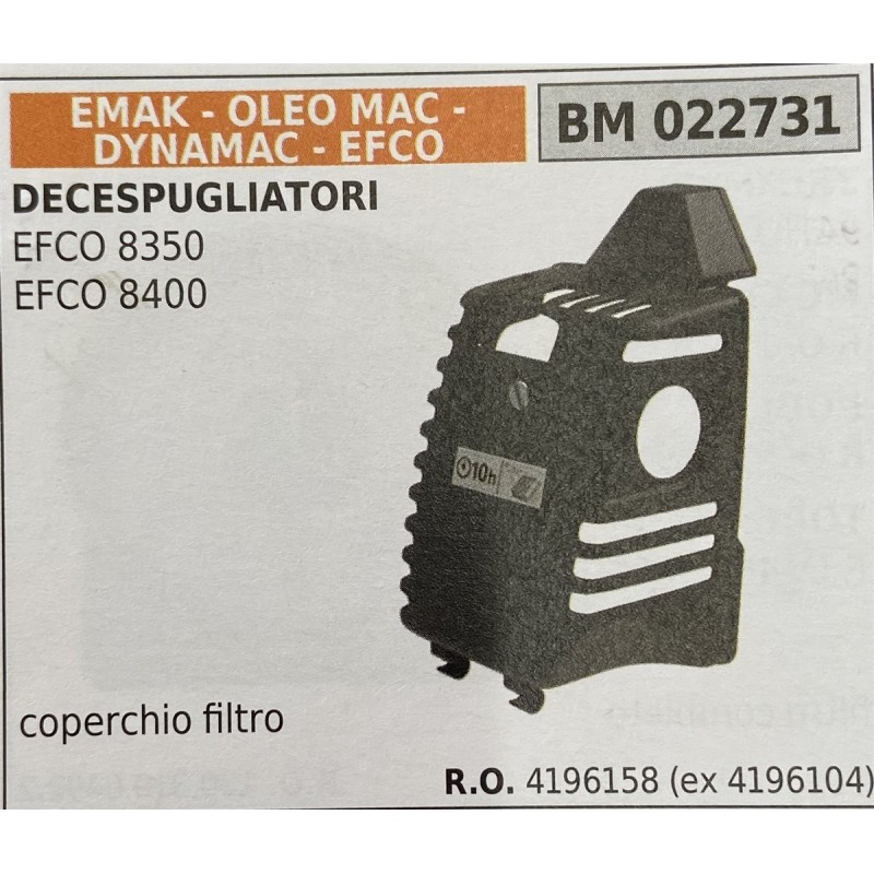 BRUMAR FILTRO EMAK  OLEO MAC  DYNAMAC  EFCO  DECESPUGLIATORI EFCO 8350 EFCO 8400  coperchio filtro RO 4196158 (ex 4196104)