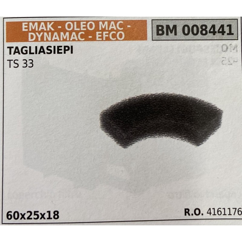 BRUMAR FILTRO EMAK  OLEO MAC  DYNAMAC  EFCO  TAGLIASIEPI TS 33  60x25x18 RO 4161176