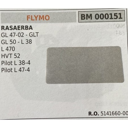 BRUMAR FILTRO FLYMO  RASAERBA GL 4702  GLT GL 50  L 38 L 470 HVT 52 Pilot L 384 Pilot L 474  RO 514166000