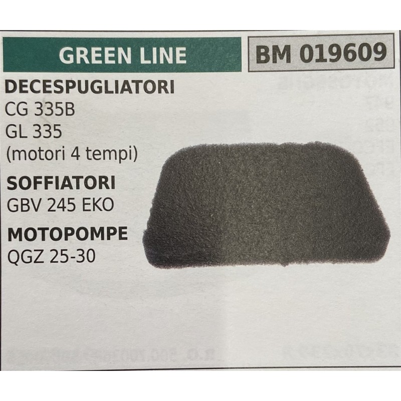 BRUMAR FILTRO GREEN LINE  DECESPUGLIATORI CG 335B GL 335 (motori 4 tempi) SOFFIATORI GBV 245 EKO MOTOPOMPE QGZ 2530  RO
