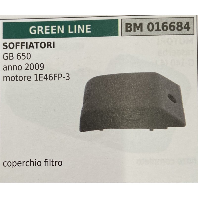 BRUMAR FILTRO GREEN LINE  SOFFIATORI GB 650 anno 2009 motore 1E46FP3  coperchio filtro RO