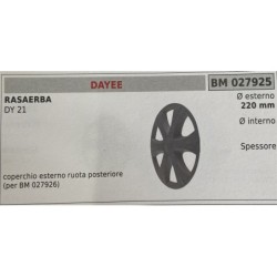 BRUMAR RUOTA RASAERBA DAYEE  RASAERBA DY 21  coperchio esterno ruota posteriore (per BM 027926) Ø esterno 220 mm Ø interno  spe