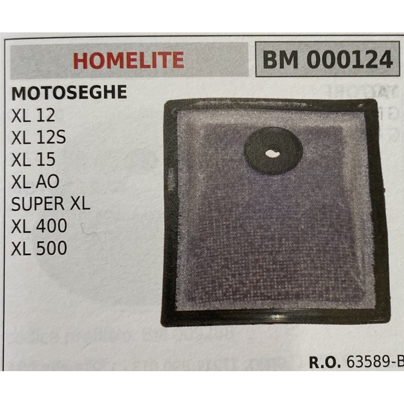 BRUMAR FILTRO HOMELITE  MOTOSEGHE XL 12 XL 12S XL 15 XL AO SUPER XL XL 400 XL 500  RO 63589B