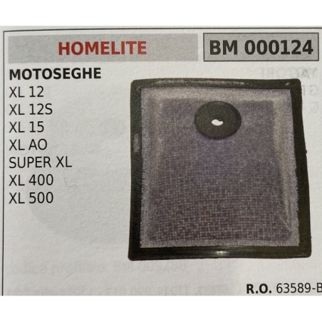 BRUMAR FILTRO HOMELITE  MOTOSEGHE XL 12 XL 12S XL 15 XL AO SUPER XL XL 400 XL 500  RO 63589B