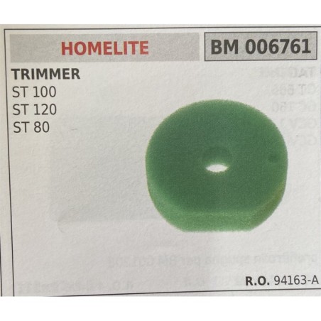 BRUMAR FILTRO HOMELITE  TRIMMER ST 100 ST 120 ST 80  RO 94163A