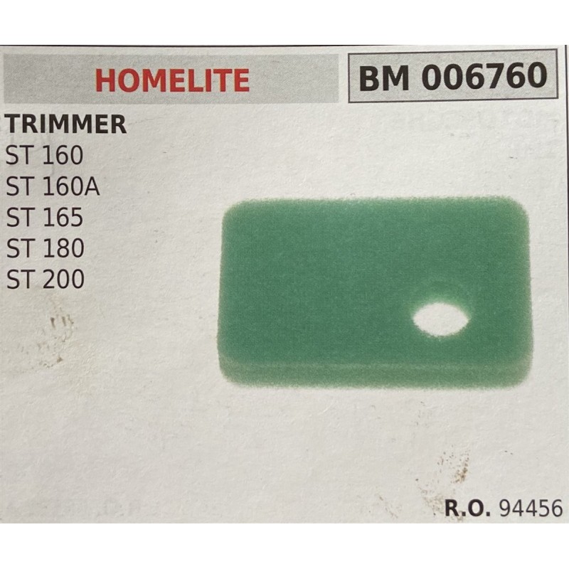 BRUMAR FILTRO HOMELITE  TRIMMER ST 160 ST 160A ST 165 ST 180 ST 200  RO 94456