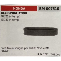 BRUMAR FILTRO HONDA  DECESPUGLIATORI GX 22 (4 tempi) GX 31 (4 tempi)  prefiltro in spugna per BM 017156 e BM 007611 RO 17211ZM3
