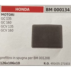BRUMAR FILTRO HONDA  MOTORI GC 135 GC 160 GCV 135 GCV 160  prefiltro in spugna per BM 001208 126x106x10 RO 491435271933