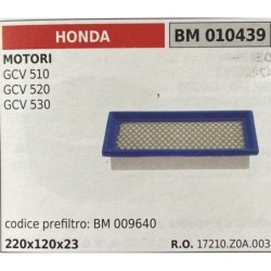 BRUMAR FILTRO HONDA  MOTORI GCV 510 GCV 520 GCV 530  codice prefiltro BM 009640 220x120x23 RO 17210Z0A003