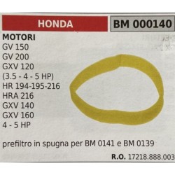 BRUMAR FILTRO HONDA  MOTORI GV 150 GV 200 GXV 120 (35  4  5 HP) HR 194195216 HRA 216 GXV 140 GXV 160 4  5 HP  prefiltro in spug