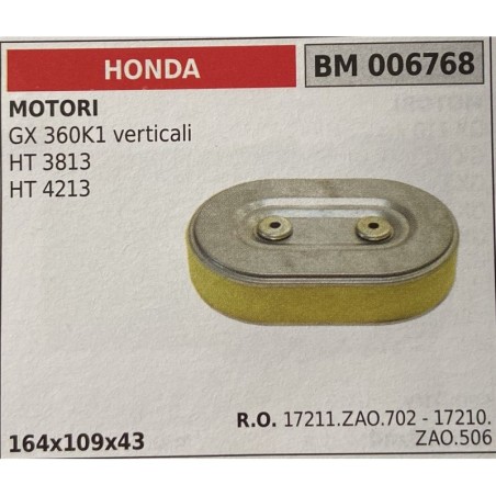 BRUMAR FILTRO HONDA  MOTORI GX 360K1 verticali HT 3813 HT 4213  164x109x43 RO 17211ZAO702  17210ZAO506