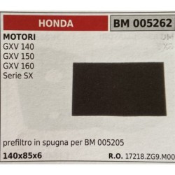 BRUMAR FILTRO HONDA  MOTORI GXV 140 GXV 150 GXV 160 Serie SX  prefiltro in spugna per BM 005205 140x85x6 RO 17218ZG9M00